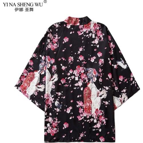 Kimono Beauty Print Yukata Women Men Japanese Kimono Cardigan Shirt Casual Kimonos Kawaii Tops Beach Kimono Cosplay Costume New