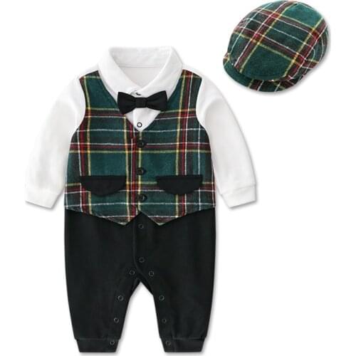 Baby Boy Onesies,Infant Gentleman Long Sleeve+Hat+Vest+Bow Tie Jumpsuit