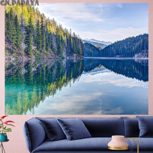 Blue sky tapestry Scenic Wall Hanging farmhouse decor forest river goblen landscape boheme Polyester Yoga mat fashion tapestry
