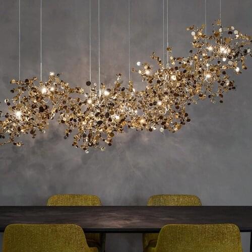 Nordic Creative LED Chandelier Gold/Chrome Bedroom Restaurant Lighting Hanging Fixtures Stainless Steel Dining Room Bar Lamp G9