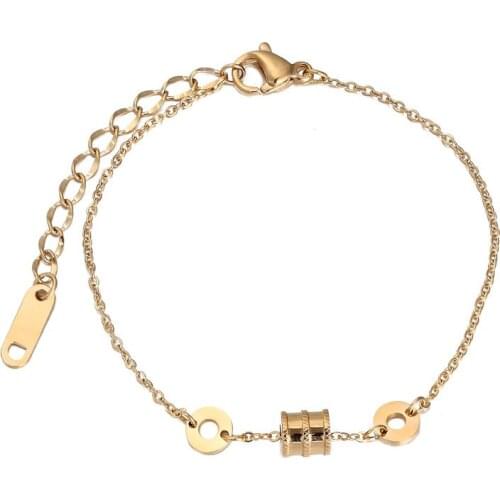 New Design Exquisite Double Circle Small Size Cylindrical Bracelet Titanium Steel Jewelry Woman And Child Gift Brand Bracelet