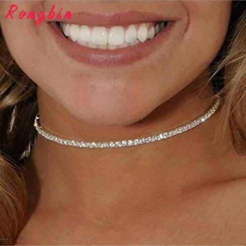 Crystal Choker Necklace Rhinestone Pendant Jewelry Collar Necklace for women Rhinestone Choker Necklace