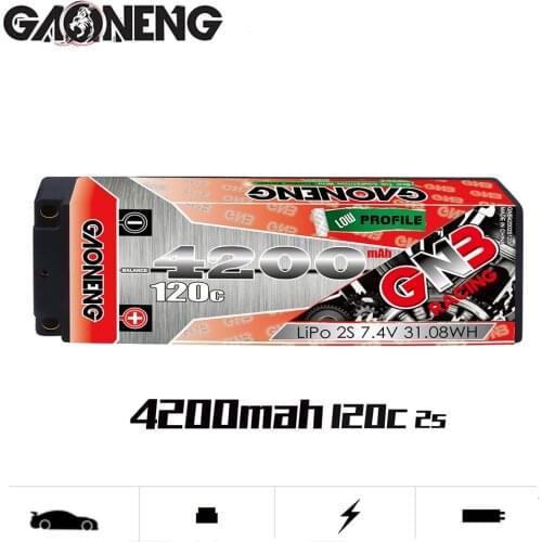Gaoneng GNB 4200mAh 120C 2S 7.4V PLUS Rechargeable Lipo Battery XT60/T Plug for 1:10 RC Car Boat