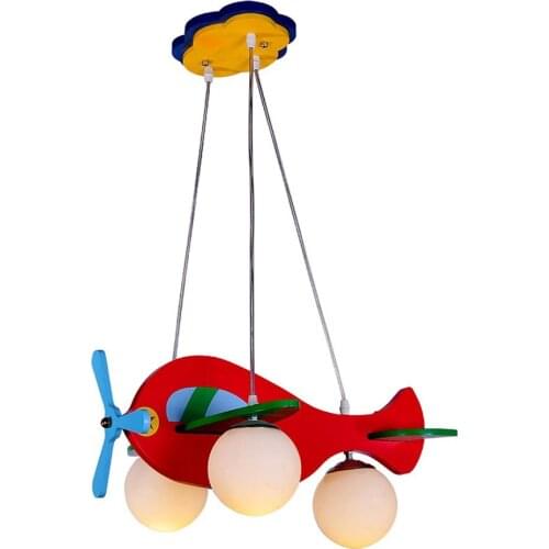 Modern Kids Bedroom Wooden Airplane Pendant Lamp Childrens Study Room Plane Model Pendant Lights Dining Room Hanging Light