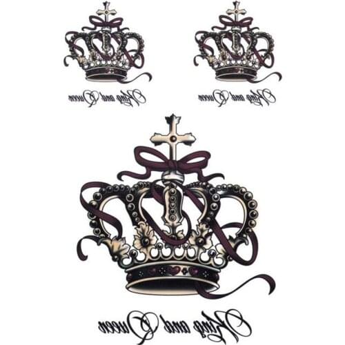 Removable Waterproof Temporary Tattoos Body Art Stickers King and Queen Crown