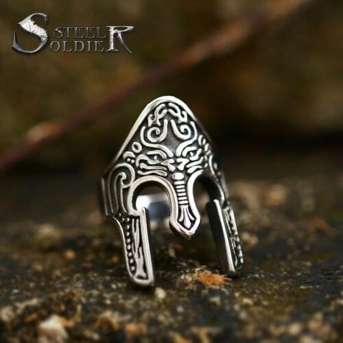 Steel soldier Warrior Ring Viking Totem for stainless steel material popular in Europe unique biker jewelry new arrival 2021