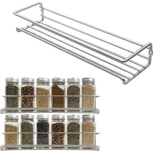 Stainless Steel Spice Rack Wall-mounted Cabinet Self-adhesive Storage Single Tie Hanging Spice Jar Bottle Organizer