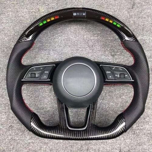 LED Refit Carbon fiber Leather steering wheel For Audi B9 A3 A4 A5 S4 S5 RS3 RS4 RS5