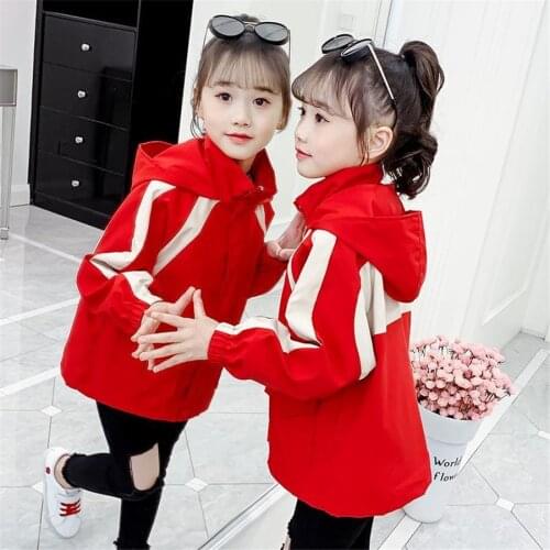 Spring Autumn Kids Jackets for Girls Hooded Windbreaker Childrens Jackets Toddler Trench Coat Children Clothes 8 10 12