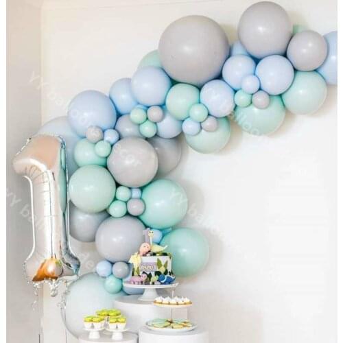 Macaroon Blue Gray Tiffany Blue Balloon Garland Kit global DIY Pastel Latex Balloon Baby Shower Birthday Anniversary Party Decor