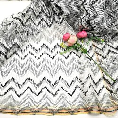 Knitting Lace Fabrics Zig Zag Wave Striped Lace Crochet Mesh Fabric Diy Fashion Cloth 155CM/1010