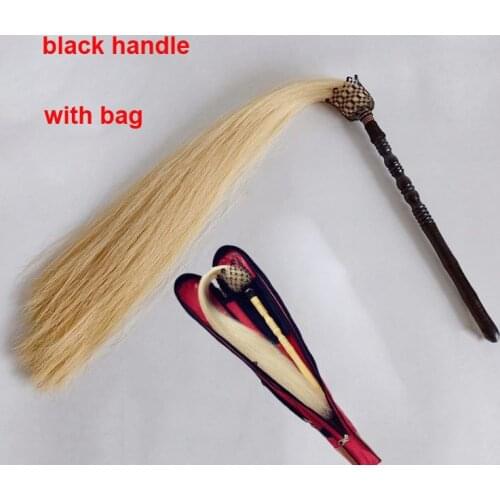 High quality taoism kung fu Buddha duster Tai chi fuchen Taoist dust horsetail whisk true horsetail master ponytail with bag