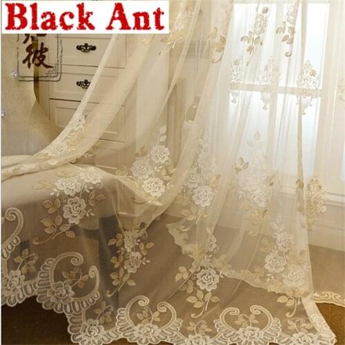 Korean Pastoral Embroidery Tulle Curtain For Living Room Voile Sheer Fabric Romatic Window Screen Kitchen Door Decora X-WP364#20