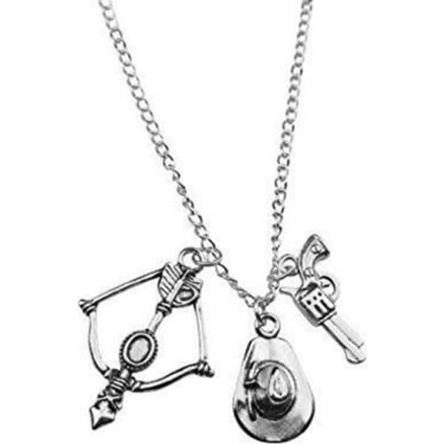 Crossbow Arrow Cowboy Gun Revolver Necklace Pendants Vintage Silver Charm Statement Collar Chain Choker For Women Jewelry NEW