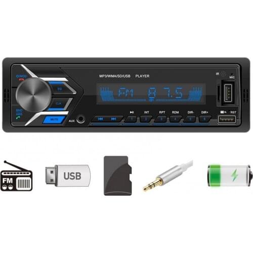 12V Universal 7 Colors Light FM Radio Player Portable Dual Bluetooth Handsfree Stereo USB MP3 Music Player for Car Center