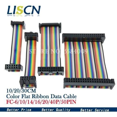 2PCS 2.54MM pitch FC-6/8/10/12/14/40Pin 10/20/30CM JTAG ISP Download Cable Color Flat Ribbon Data Cable For DC3 IDC Box Header
