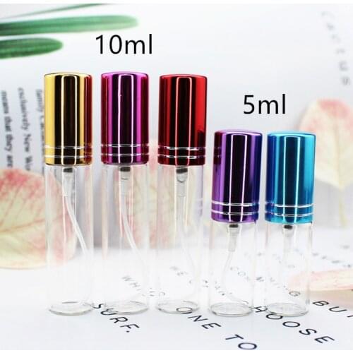 20pcs/lot 5ML 10ML Transparent Thin Glass Spray Bottle Sample Clear Glass Vials Portable Mini Perfume Atomizer