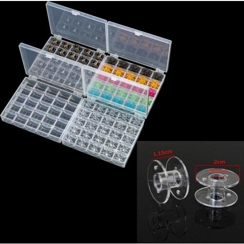 25Pcs transparent sewing machine spool shaft empty spool plastic storage box, used for household sewing accessories tools