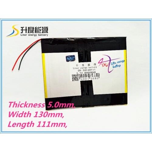 3.7V lithium polymer batteries high capacity 8000mah 9 -inch Tablet PC battery pack 50130111 tablet battery