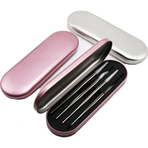 4 Slots Exquisite Tinplate Storage Box Eyelashes Beauty Makeup Tweezers Protection Box Eyelash Planting Tool