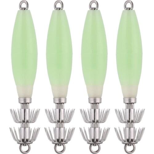 4pcs Squid Cuttlefish Sleeve Lure Hook Bait Flash In Dark Fishhook Practical Fishing Accessory For Catching Fish Sleeve-Fish