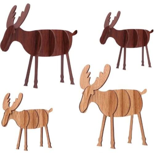 50pcs/lot DIY Wooden Elk Ornaments Christmas Decoration Ornaments Childrens Gifts Deer For Home Bars Shopping Malls Festive Pen