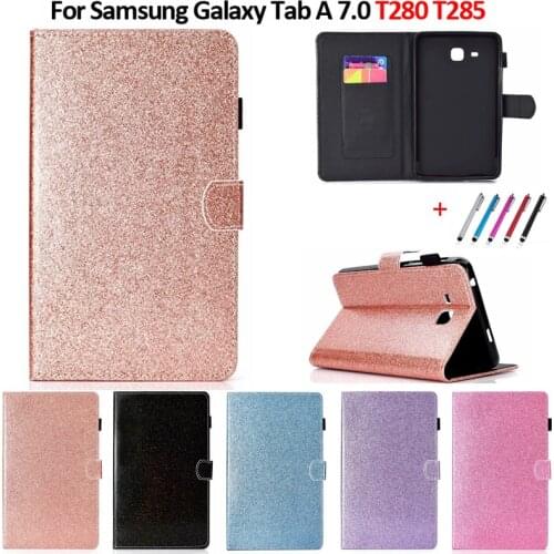 Shinning Glitter Flip Wallet Stand Tablet Cover For Samsung Galaxy Tab A 6 Case T280 T285 Case Coque For Galaxy Tab A A6 Case 7"