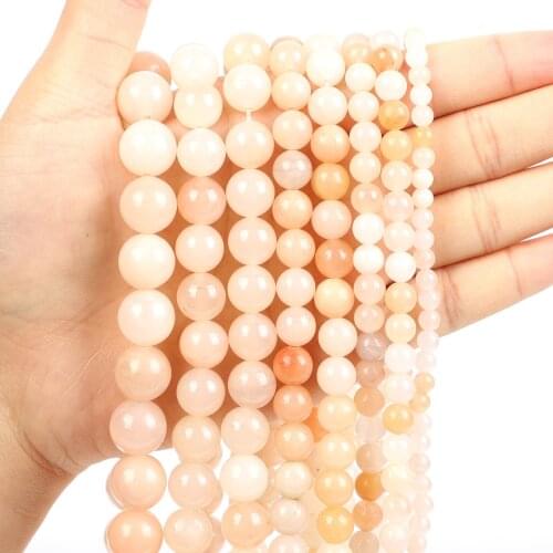Natural Stone Beads Pink Charm Aventurine Round Loose Beads for Jewelry Making Needlework DIY Bracelets Necklace Strand 4-12 MM