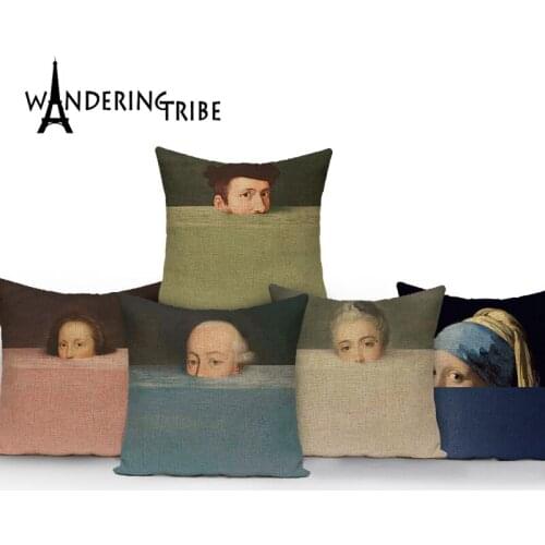 Gustav Klimt Oil Painting Cushion Cover Decoration Pillow Covers Van Gogh Sculpture Woman Cushion Cover Print Home 45*45Cm Cojin