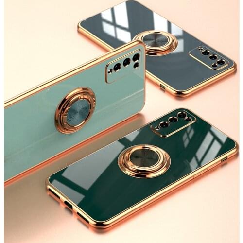 Luxury Plating Silicone Case For Huawei Honor 20 30 Pro 30S P30 P20 Mate 20 Phone With Ring Holder Stand Sit Back Cover coque ON