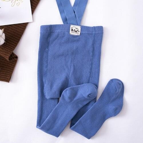 Baby Pantyhose Girls Newborn Boys Cotton Solid Color Pants Kids High Waist Cross Straped Stretchy Leggings Pink Black Blue 0-4T