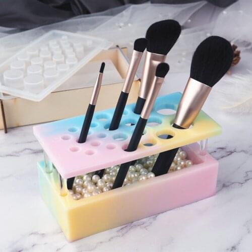 DIY Crystal Epoxy Resin Mold Handmade Makeup Case Makeup Brush Insert Mold Makeup Brush Non-contact Mirror Silicone Mold