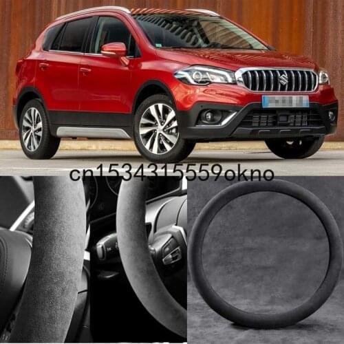 For Suzuki SX4 Black Alcantara Suede Car Steering Wheel Cover Car Accessories