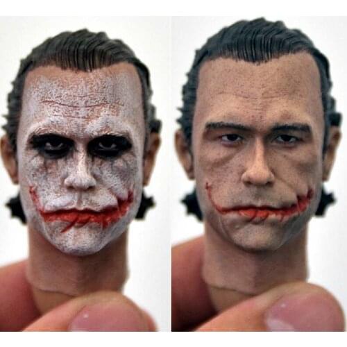 1/6 Scale Figure Joker Head Sculpt Heath Ledger Clown Head Carving Model for 12'' Action Figure Doll Body Accessories Creg