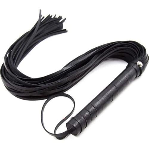 PU Leather Pimp Whip Racing Riding Crop Party Flogger Hand Cuffs Queen Black Horse Riding Whip