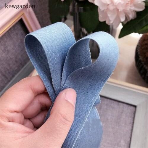 Kewgarden Denim Fabric Ribbons 16MM 25mm 5/8" 1" Handmade Tape DIY Bowknot Hair Accessories Satin Ribbon Webbing 5 Meters