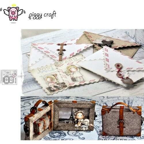 Piggy Craft metal cutting dies cut die mold Envelope frame suitcase Scrapbook paper craft knife mould blade punch stencils dies