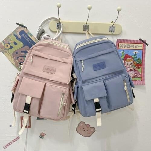 Fashion Womens Backpack Trendy Nylon Waterproof Anti-theft Schoolbag For Girls Outdoor Travel Backpack With Many Pockets 2021