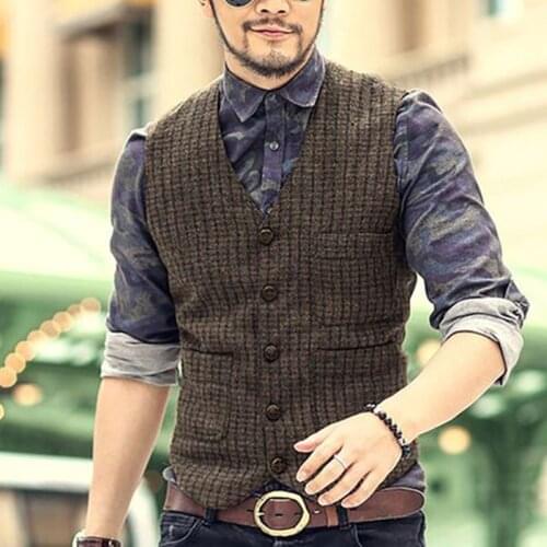 Mens V-Neck Suit Vests Fashion Formal Slim Fit Business Dress Vest Waistcoat Steampunk vest for men