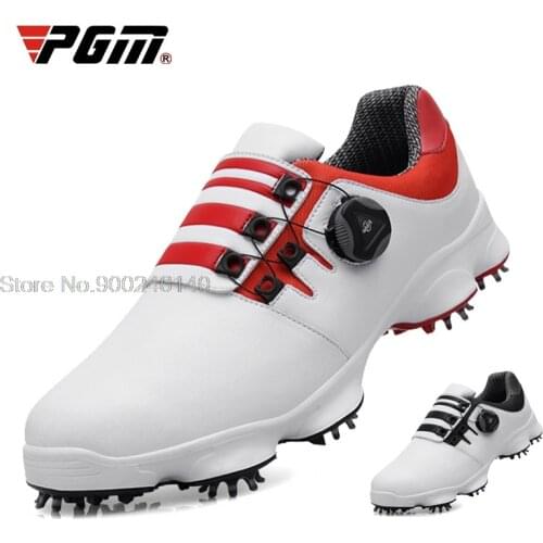 Pgm Golf MenS Sneakers Rotating Buckle Golf Shoes Waterproof Non-Slip Sneakers Detachable Slip Studs And Fixed Studs Trainers