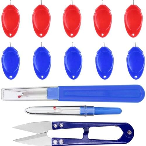 LMDZ Sewing Accessories Set Portable Thumb Sewing Machine Plastic Threader Thread Ripper Seam Ripper and Donghe Yarn Scissors