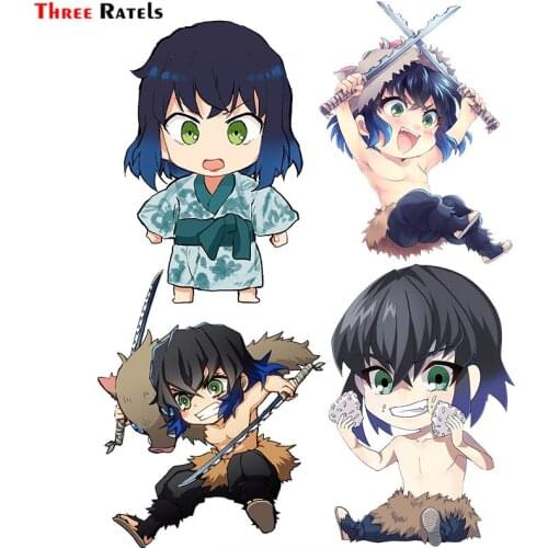 Three Ratels F421 Inosuke Hashibira For DEMON SLAYER Stickers For Motorcycle Car Bumper Decal Car Sticker Auto Accessories
