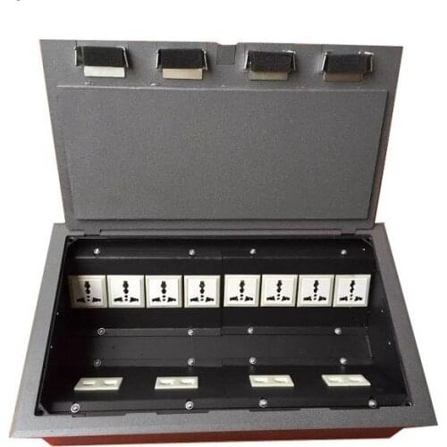 Floor power sockets exhibition power outlet floor socket box HGD-300K with Q235 Decorative pattern steel lid