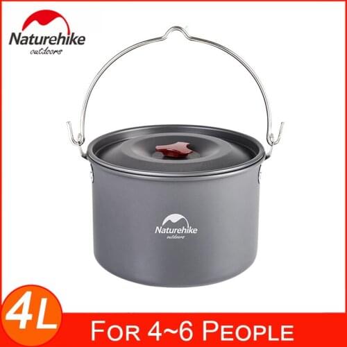 Naturehike Outdoor Hanging Camping Pot With Lid Ultralight For 4~6 People Camping Hiking Backpacking Picnic Campfire Cooking