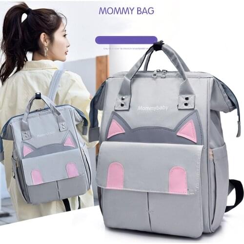 2021 New Cartoon Cat Mommy Maternity Backpacks Large Capacity Shoulder Bags Waterproof Nylon Mummy Bag Baby Diaper Travel Bag