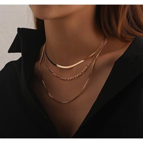 2021 Summer New Style Geometry Necklaces Jewelry Girl Silver Color Bohemia Alloy Necklace Multilayer Chain For Women