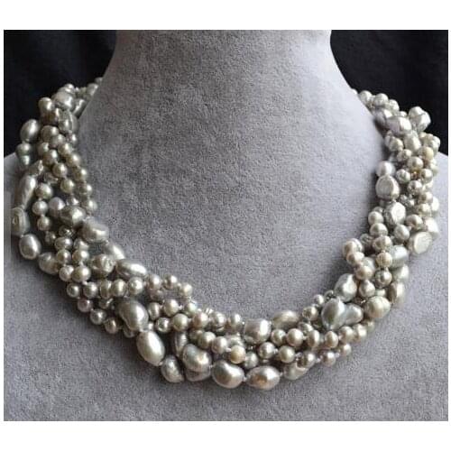 New Arrival Favorite Real Pearl Necklace Handmade Grey Baroque Genuine Freshwater Pearl Fine Jewelry Classic Women Gift