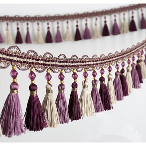 New 6M/Lot 10cm Wide Curtain Accessories Crystal Beads Lace Tassel Fringes Trim Ribbons DIY Drapery Cloth Sofa Home Decor