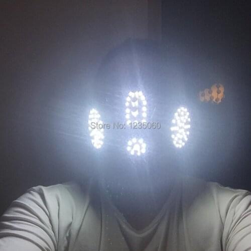 New Design Led Light White Color Luminous Flashing Halloween Mask Headwear For DJ Club Party Christmas Decoration