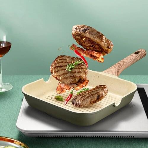 OAPE 24cm Professional Steak Frying Pan Induction Cooker Non-Stick Pot Maifan Stone Cooking Wok Home Breakfast Pancake Omelette